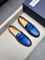 J.M.WESTON Blue calfskin Leather Shoes-J.M.WESTON Man Business Leather Shoes